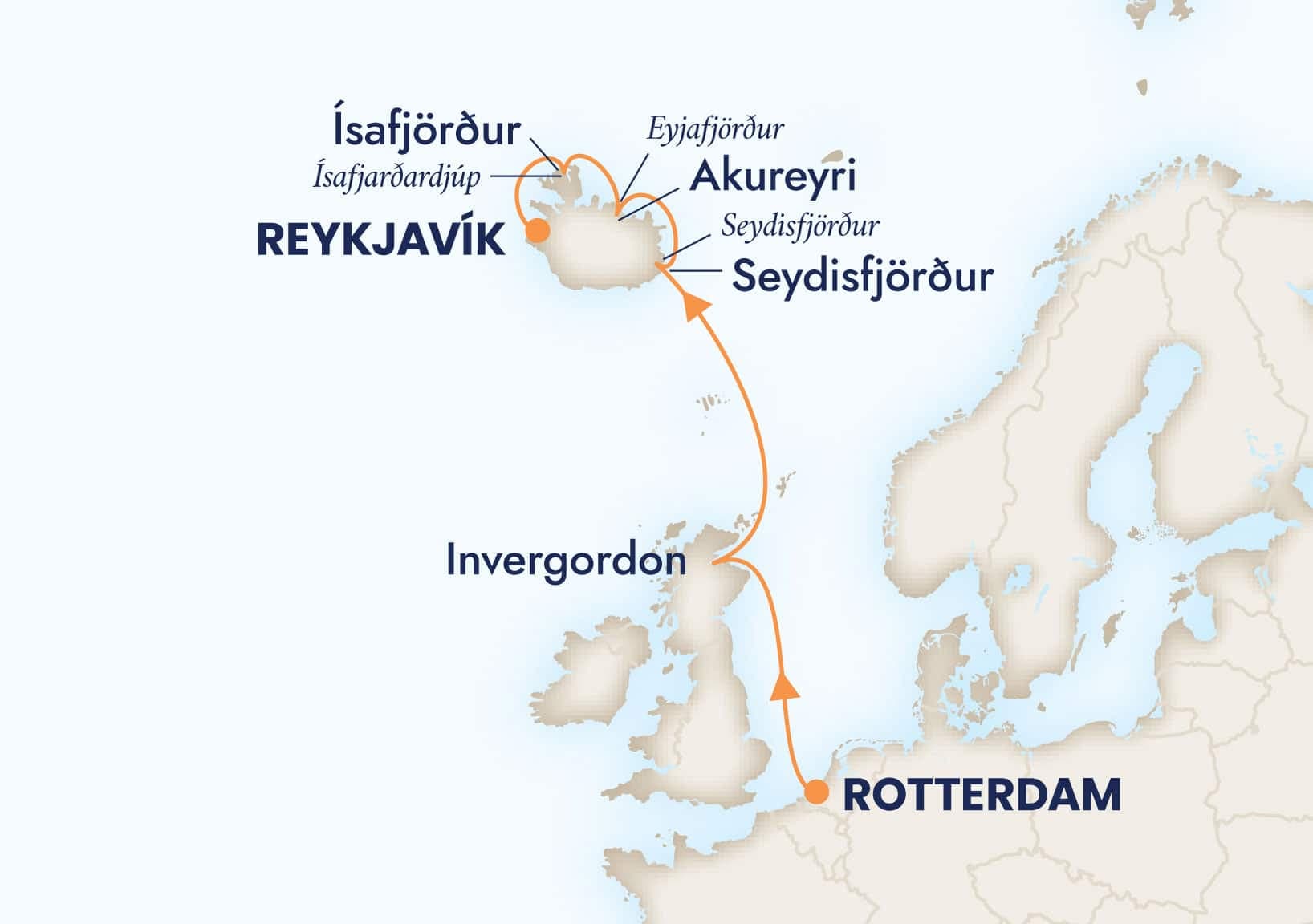 7 nights North European cruise on Rotterdam 
from 🇳🇱 Rotterdam to 🇮🇸 Reykjavík 