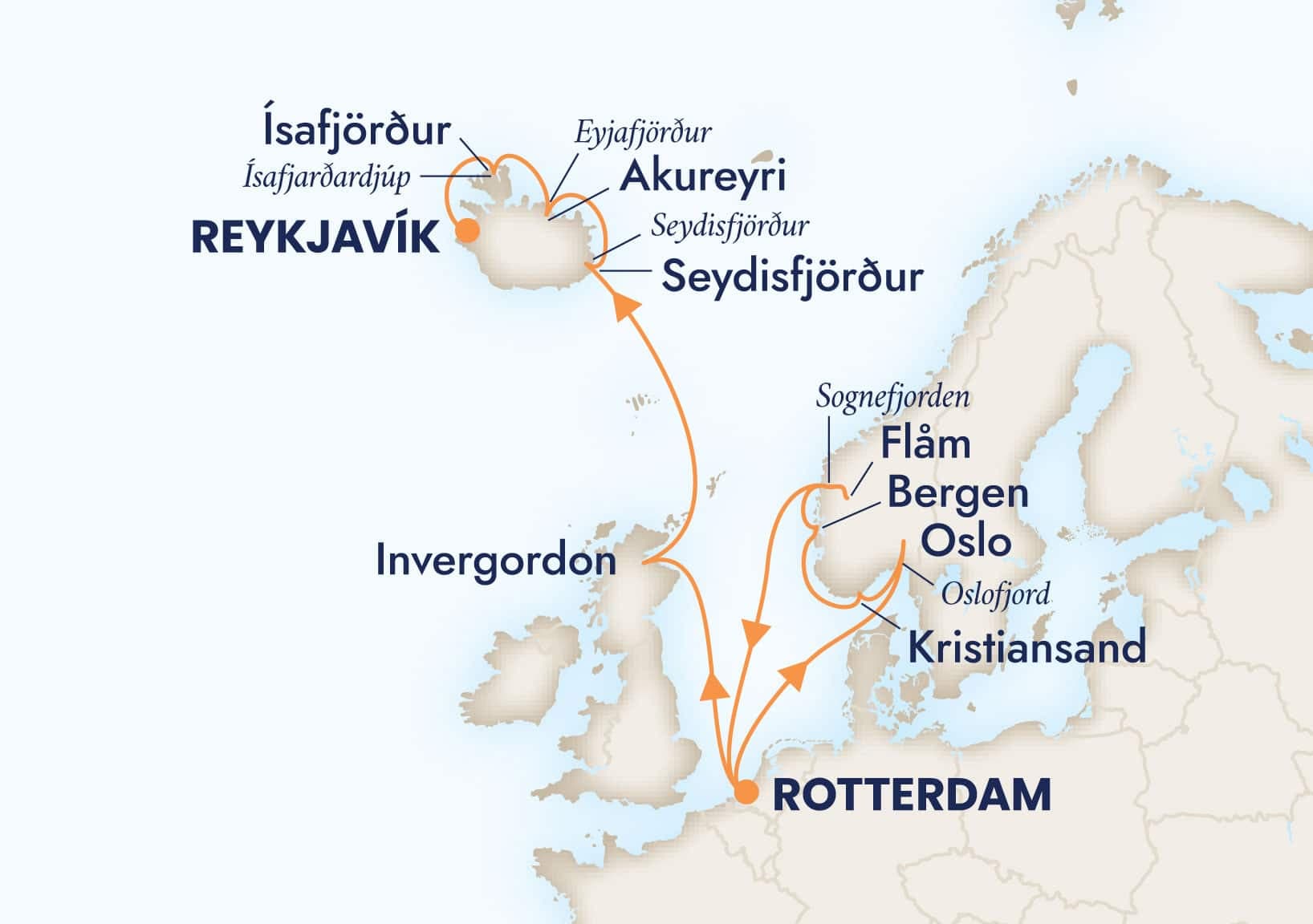 14 nights North European cruise on Rotterdam 
from 🇳🇱 Rotterdam to 🇮🇸 Reykjavík 