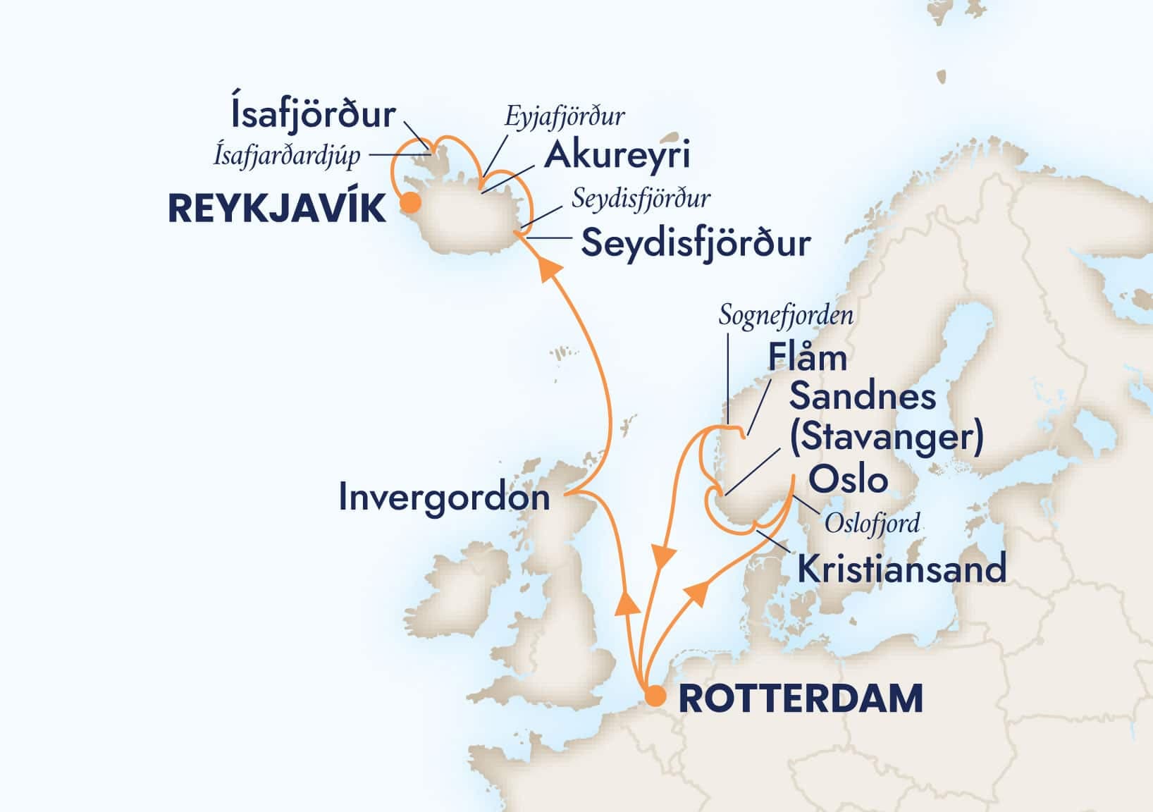 14 nights North European cruise on Rotterdam 
from 🇳🇱 Rotterdam to 🇮🇸 Reykjavík 