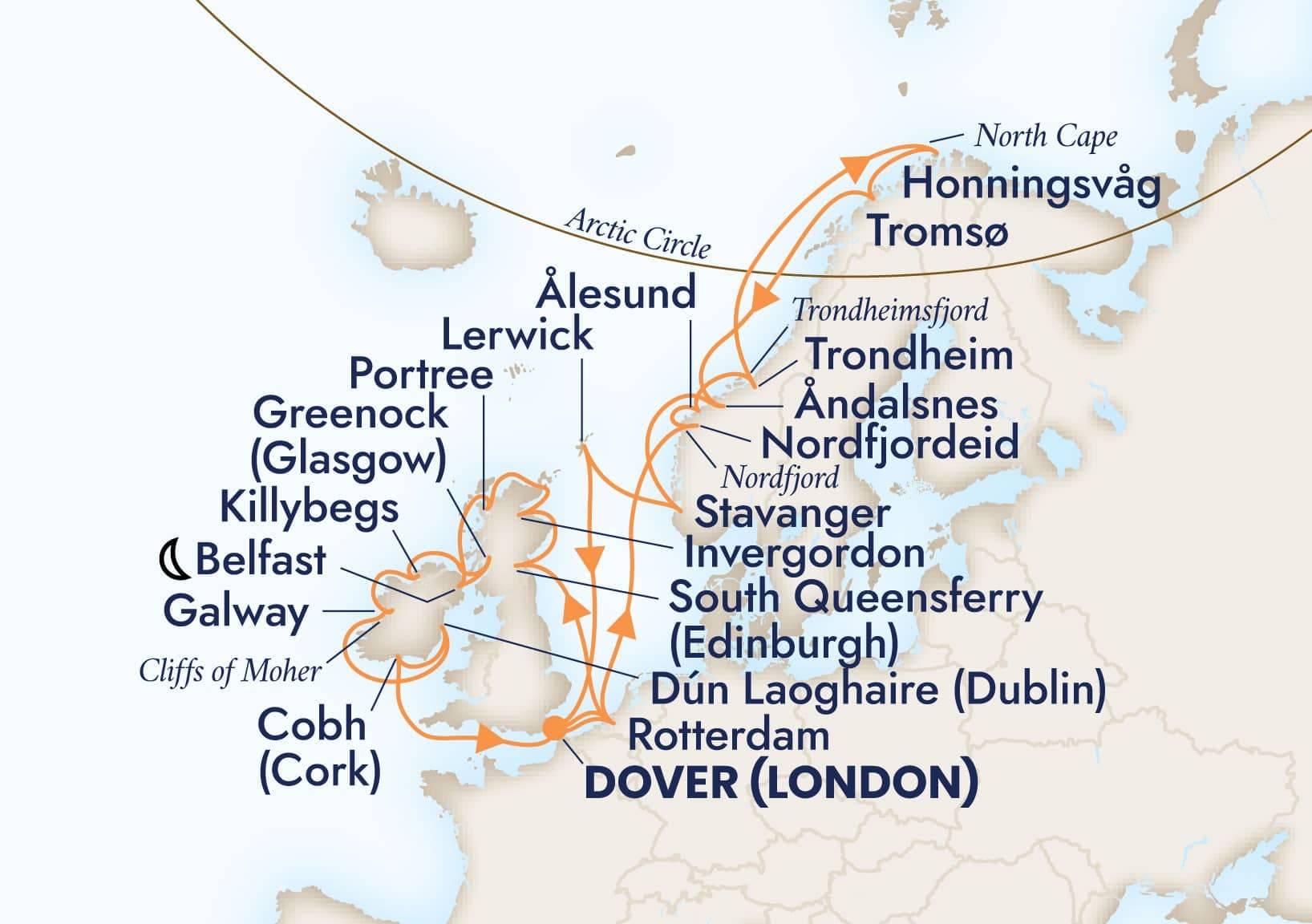 28 nights North European cruise on Nieuw Statendam 
from 🇬🇧 Dover 