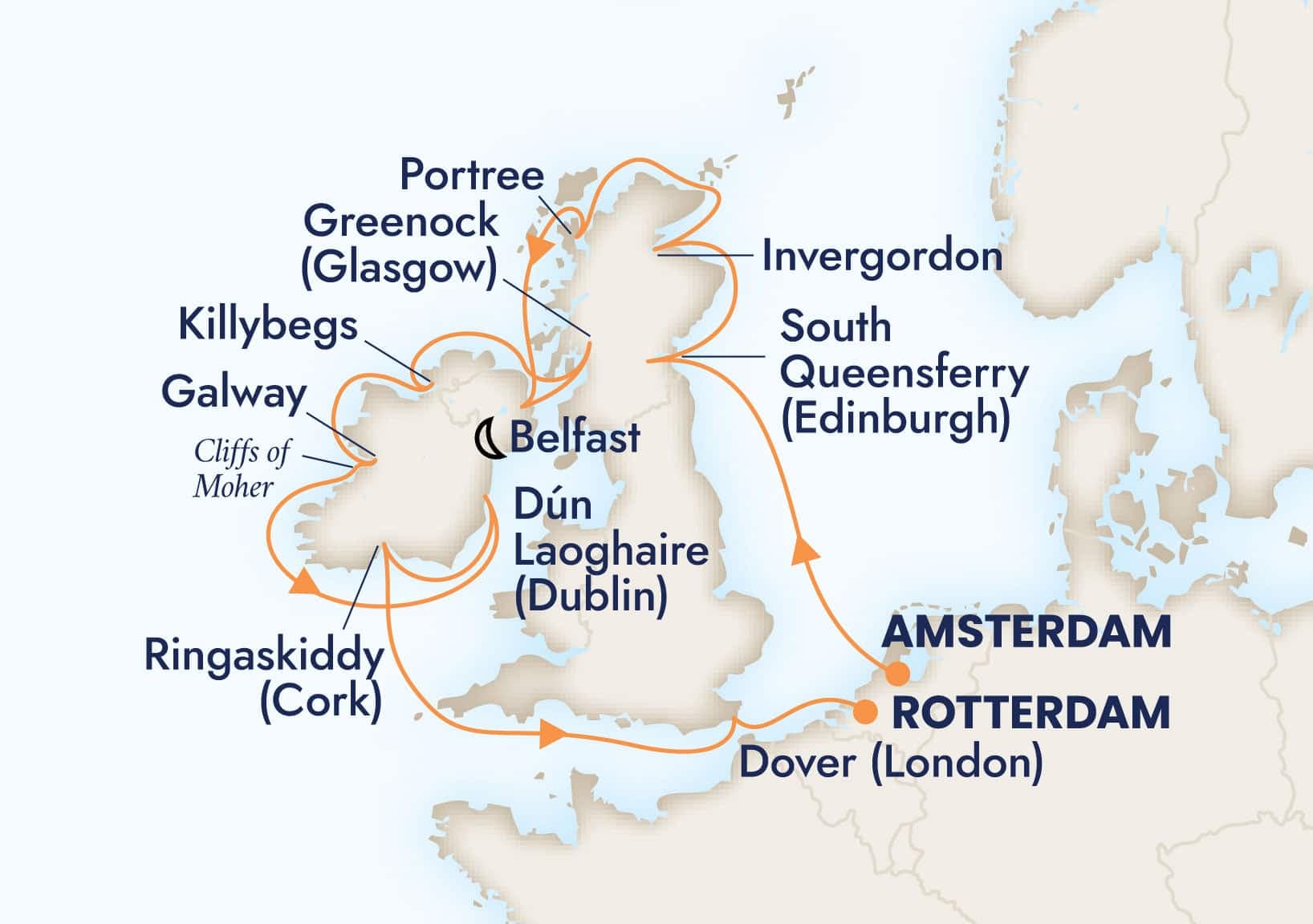 14 nights North European cruise on Nieuw Statendam 
from 🇳🇱 Amsterdam to 🇳🇱 Rotterdam 
