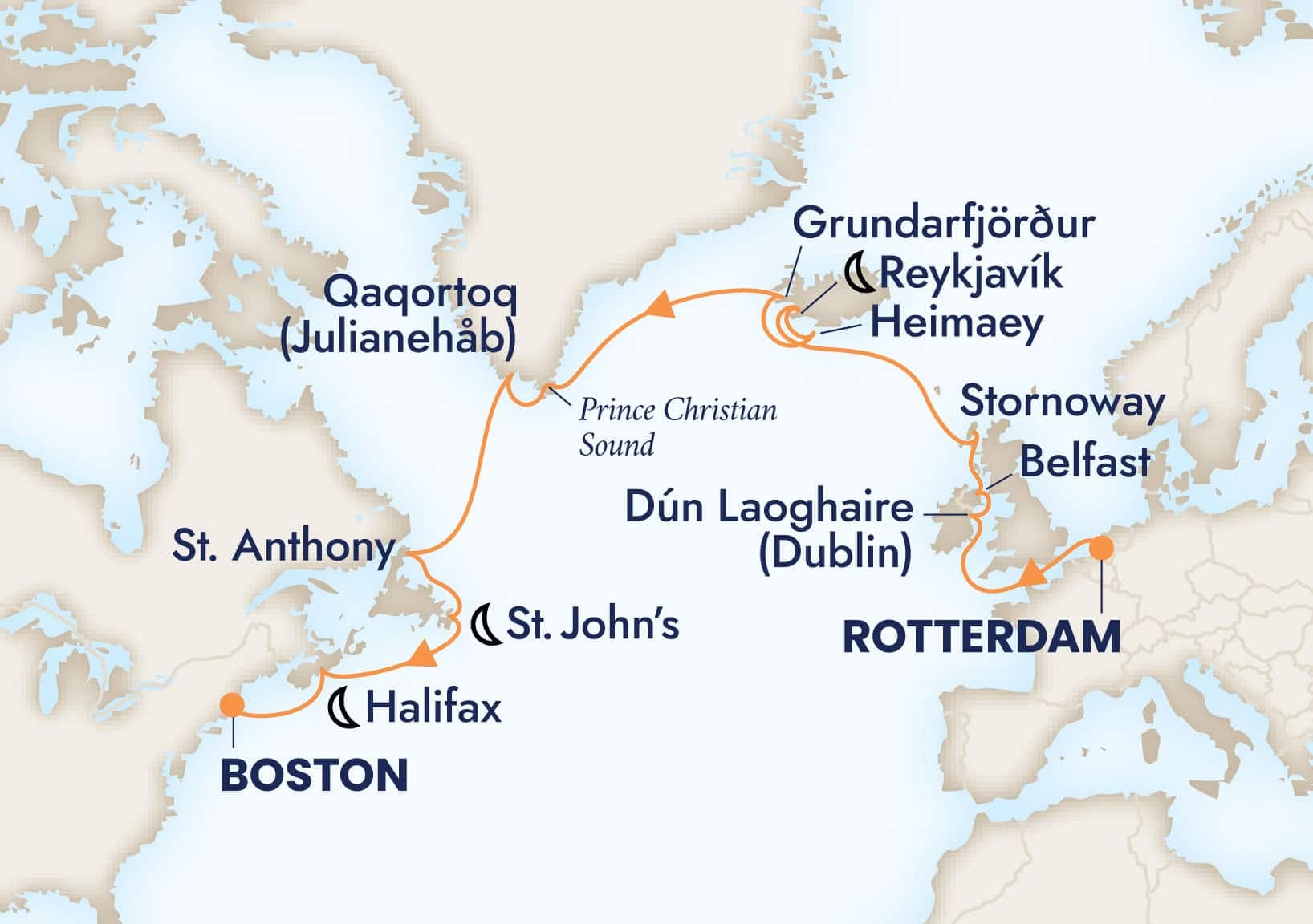 18 nights Mediterranean cruise on Volendam 
from 🇳🇱 Rotterdam to 🇺🇸 Boston 