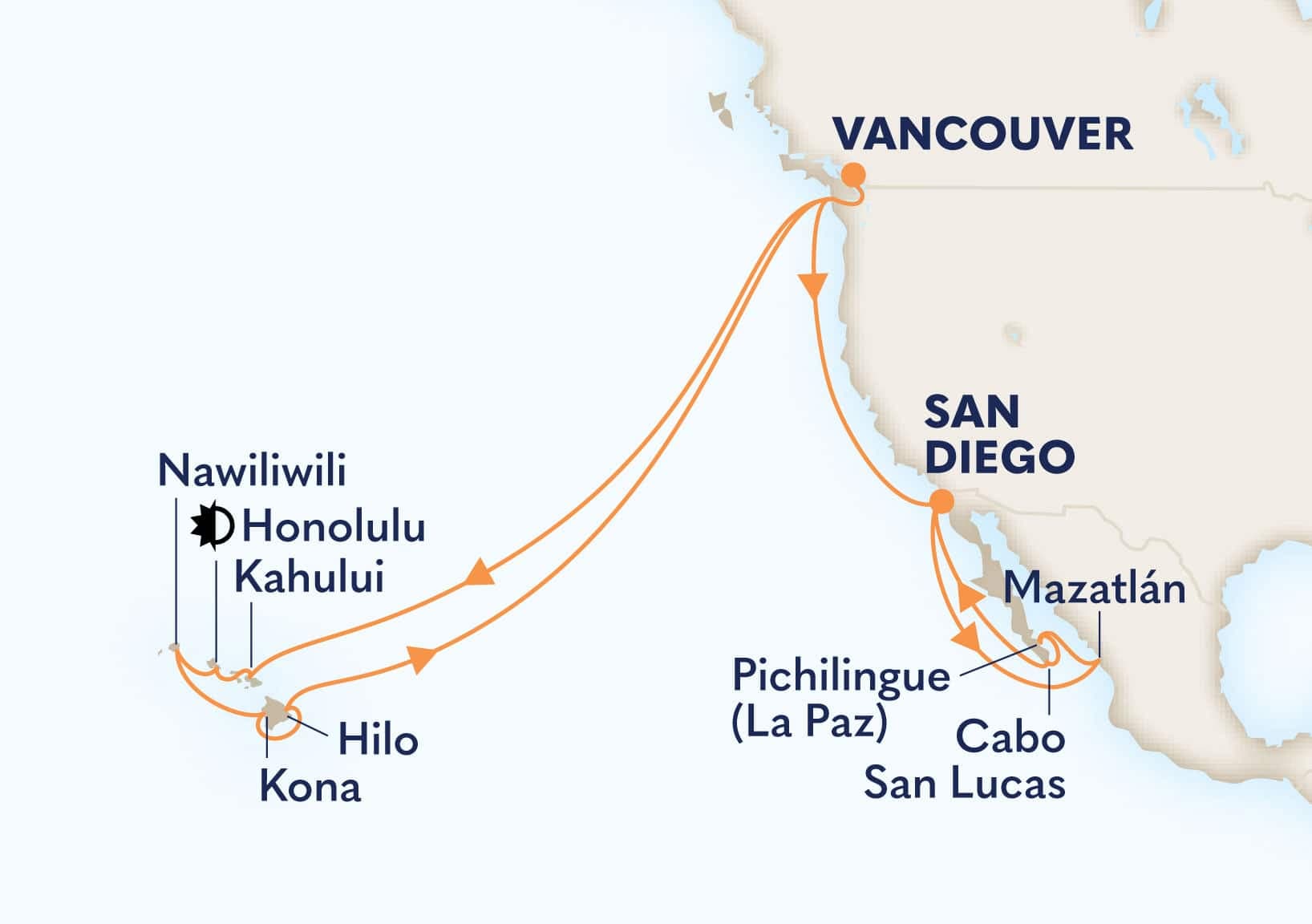 28 nights Hawaiian cruise on Koningsdam 
from 🇨🇦 Vancouver to 🇺🇸 San Diego 