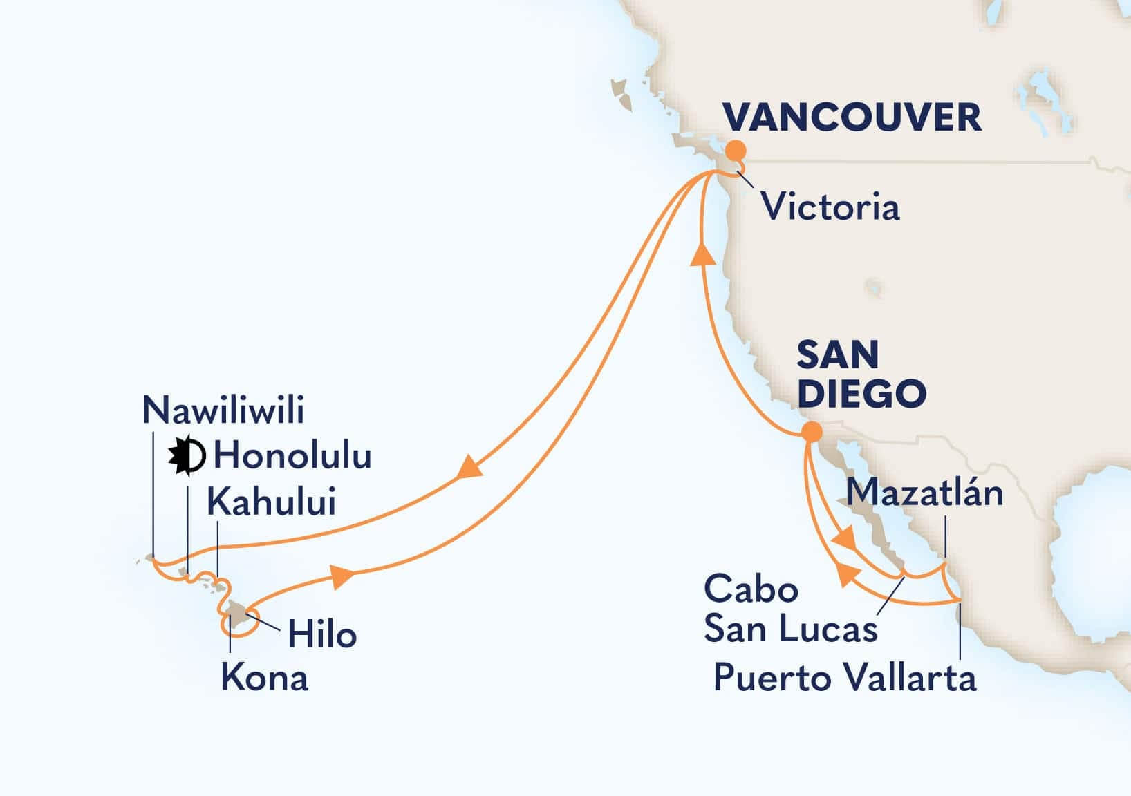 28 nights Hawaiian cruise on Koningsdam 
from 🇺🇸 San Diego to 🇨🇦 Vancouver 