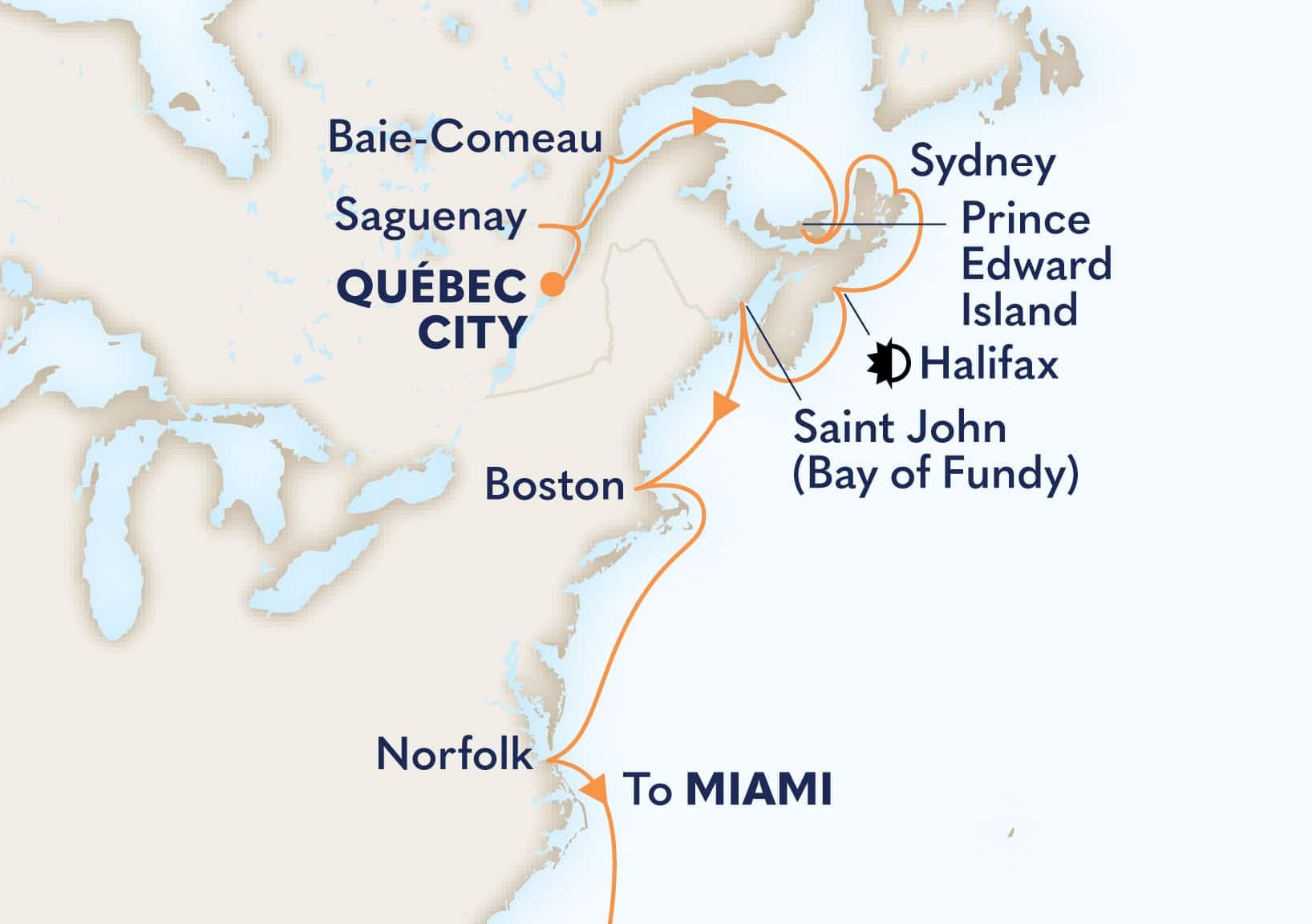 14 nights North East American cruise on Zuiderdam 
from 🇨🇦 Quebec to 🇺🇸 Miami 
