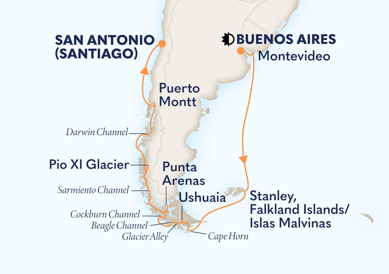 15 nights South American cruise on Oosterdam
from ๐ฆ๐ท Buenos Aires to San Antonio (Santiago), Chile