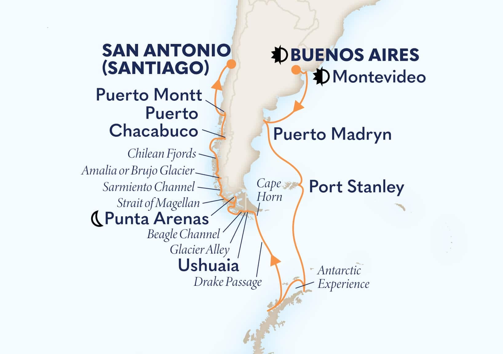 22 nights South American cruise on Nieuw Amsterdam 
from 🇦🇷 Buenos Aires to San Antonio (Santiago), Chile 