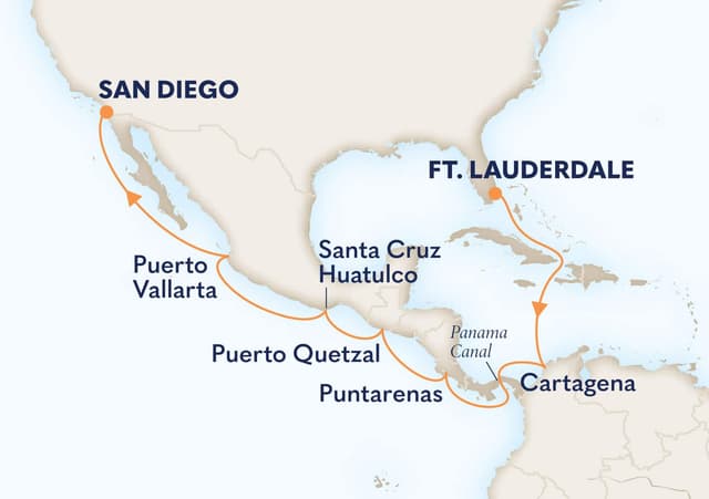 14 nights Panama canal cruise on Eurodam 
from 🇺🇸 Fort Lauderdale to 🇺🇸 San Diego 