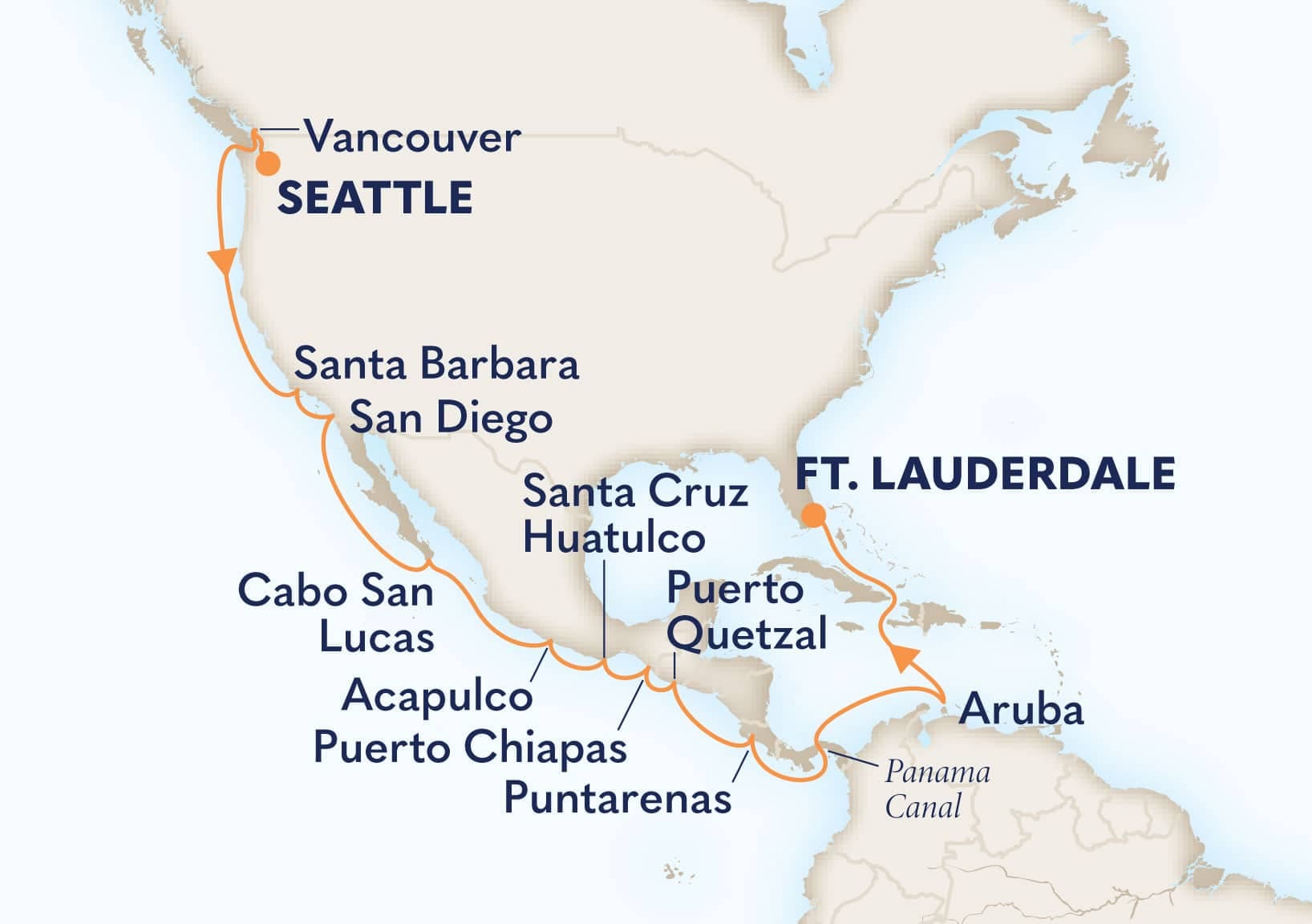 21 nights Panama canal cruise on Eurodam 
from 🇺🇸 Seattle to 🇺🇸 Fort Lauderdale 