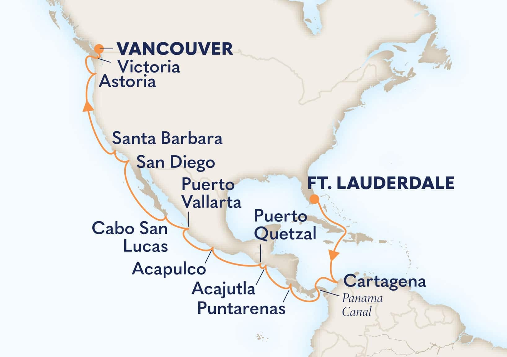 22 nights Panama canal cruise on Eurodam 
from 🇺🇸 Fort Lauderdale to 🇨🇦 Vancouver 