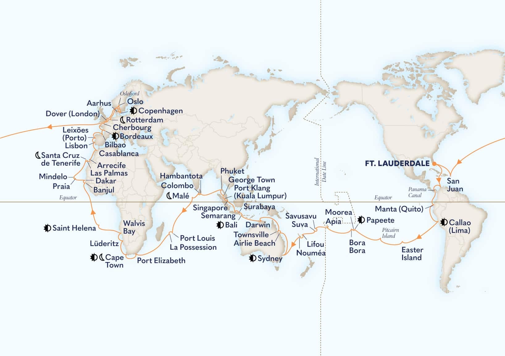129 nights Extraordinary cruise on Volendam 
from 🇺🇸 Fort Lauderdale 