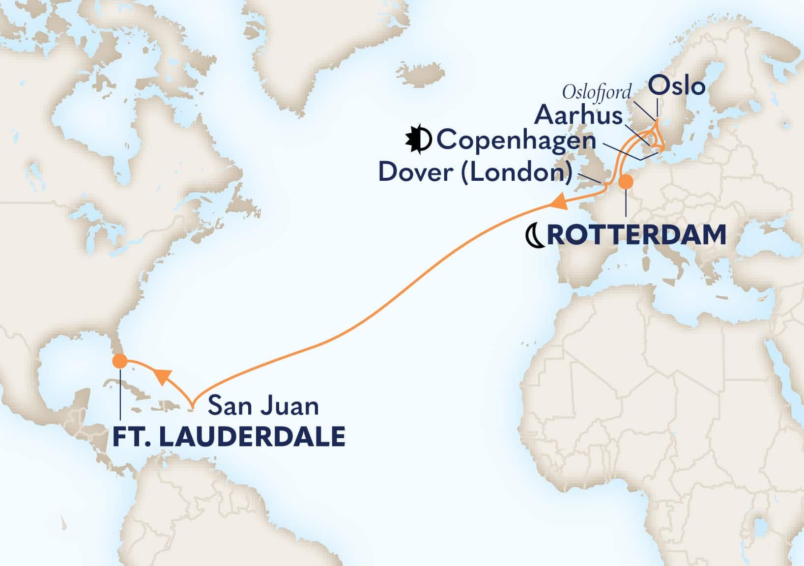 19 nights Extraordinary cruise on Volendam 
from 🇳🇱 Rotterdam to 🇺🇸 Fort Lauderdale 