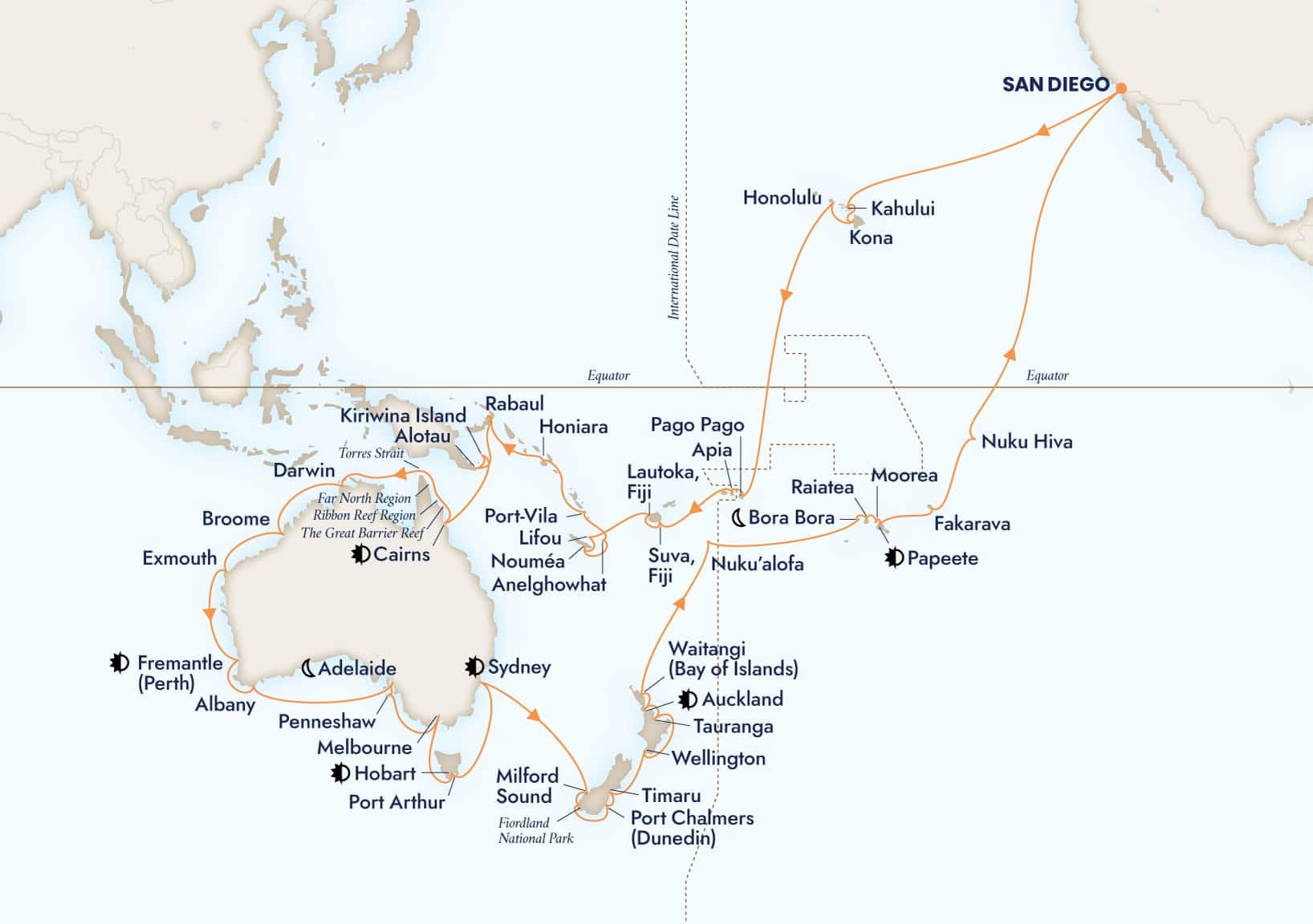 90 nights Extraordinary cruise on Zaandam 
from 🇺🇸 San Diego 