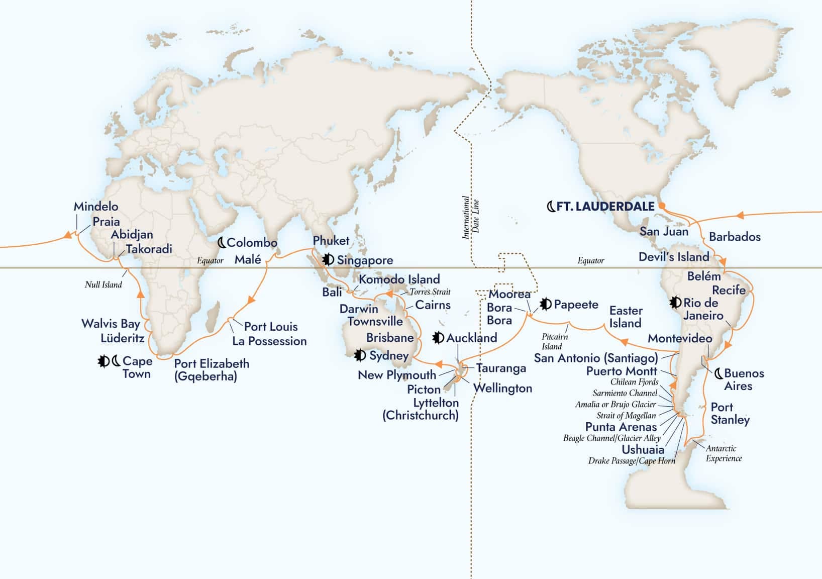 129 nights Extraordinary cruise on Volendam 
from 🇺🇸 Fort Lauderdale 