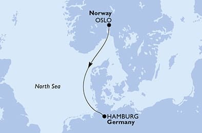 2 nights cruise on MSC Preziosa 
from 🇳🇴 Oslo to 🇩🇪 Hamburg 