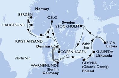 14 nights North European cruise on MSC Magnifica 
from 🇩🇪 Rostock (Berlin) 