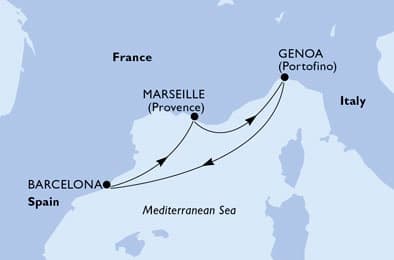 4 nights Mediterranean cruise on MSC World Europa 
from 🇮🇹 Genova 