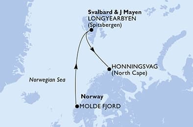 5 nights cruise on MSC Preziosa
from 🇳🇴 Molde to 🇳🇴 Honningsvåg