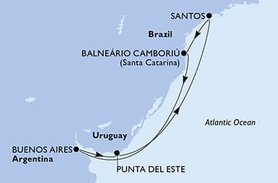 7 nights South American cruise on MSC Meraviglia 
from 🇦🇷 Buenos Aires 