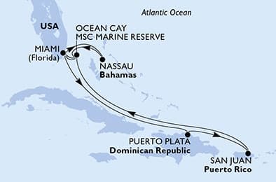 10 nights Caribbean cruise on MSC Seaside 
from 🇺🇸 Miami 