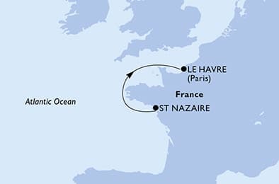 8 nights cruise on MSC World Asia 
from 🇫🇷 Saint-Nazaire to 🇫🇷 Le Havre 