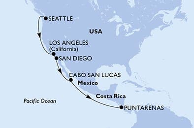 12 nights cruise on MSC Poesia 
from 🇺🇸 Seattle to 🇨🇷 Puntarenas 