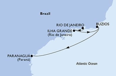 4 nights cruise on MSC Musica 
from 🇧🇷 Rio de Janeiro to 🇧🇷 Paranaguá 