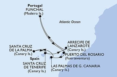 7 nights Mediterranean cruise on MSC Euribia 
from 🇪🇸 Santa Cruz de Tenerife 