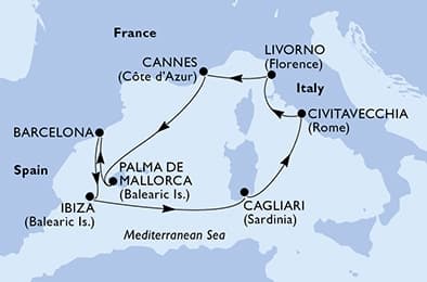 9 nights Mediterranean cruise on MSC Fantasia 
from 🇪🇸 Barcelona 
