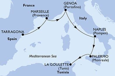 5 nights cruise on MSC Euribia 
from 🇳🇿 Tauranga to 🇹🇳 La Goulette 