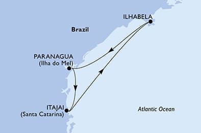 3 nights cruise on MSC Armonia 
from 🇧🇷 Itajai 