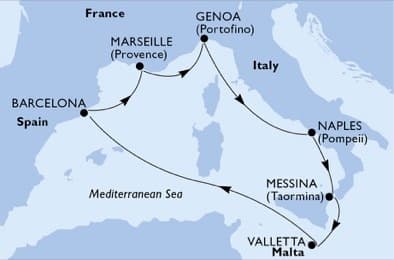 7 nights Mediterranean cruise on MSC World Europa 
from 🇮🇹 Messina 