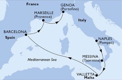 6 nights cruise on MSC World Europa 
from 🇮🇹 Naples to 🇮🇹 Genova 