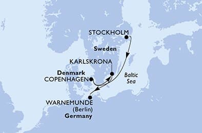 5 nights cruise on MSC Magnifica 
from 🇸🇪 Stockholm to 🇩🇪 Rostock (Berlin) 