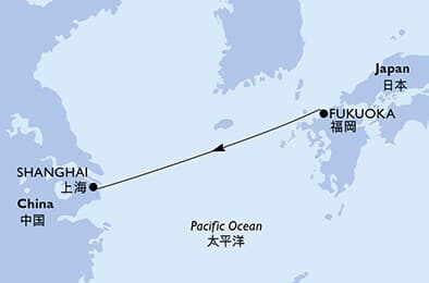 2 nights cruise on MSC Bellissima 
from 🇯🇵 Fukuoka to 🇨🇳 Shanghai 