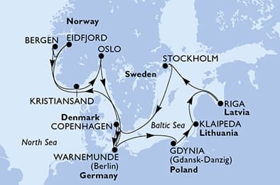 14 nights North European cruise on MSC Magnifica 
from 🇩🇪 Rostock (Berlin) 
