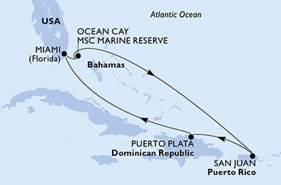 7 nights Caribbean cruise on MSC Seaside 
from 🇺🇸 Miami 