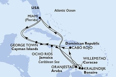 20 nights Caribbean cruise on MSC Poesia 
from 🇺🇸 Miami 