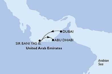 2 nights Persian gulf cruise on MSC World Europa 
from 🇦🇪 Dubai to 🇦🇪 Abu Dhabi 