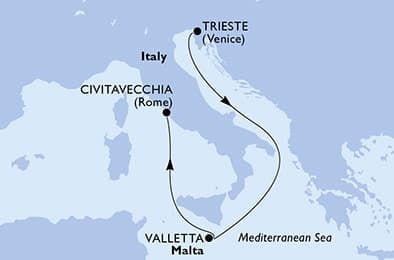 20 nights cruise on MSC Fantasia
from 🇮🇹 Trieste to 🇮🇹 Civitavecchia