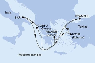 7 nights Mediterranean cruise on MSC Sinfonia 
from 🇬🇷 Piraeus 