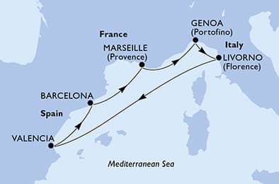 6 nights Mediterranean cruise on MSC Orchestra 
from 🇪🇸 Valencia 