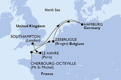 7 nights North European cruise on MSC Preziosa 
from 🇫🇷 Le Havre 
