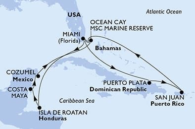 14 nights Caribbean cruise on MSC World America 
from 🇺🇸 Miami 