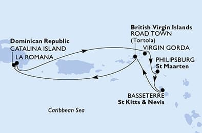 7 nights Caribbean cruise on MSC Opera 
from 🇩🇴 La Romana 