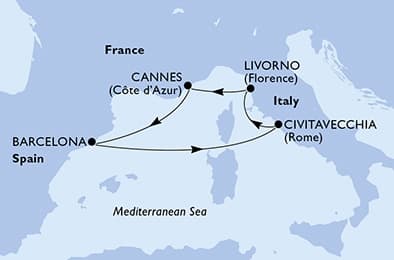 5 nights Mediterranean cruise on MSC Fantasia 
from 🇪🇸 Barcelona 