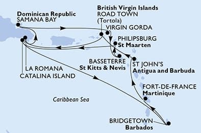 14 nights Caribbean cruise on MSC Opera 
from 🇧🇧 Bridgetown 