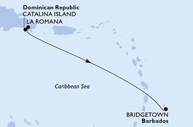 3 nights Caribbean cruise on MSC Opera 
from 🇩🇴 La Romana to 🇧🇧 Bridgetown 