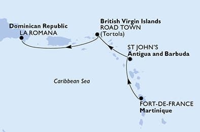 3 nights Caribbean cruise on MSC Opera 
from 🇲🇶 Fort-de-France to 🇩🇴 La Romana 