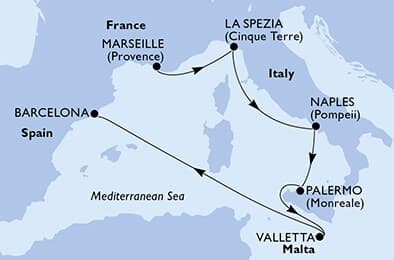 6 nights Mediterranean cruise on MSC Seaview 
from 🇫🇷 Marseille to 🇪🇸 Barcelona 